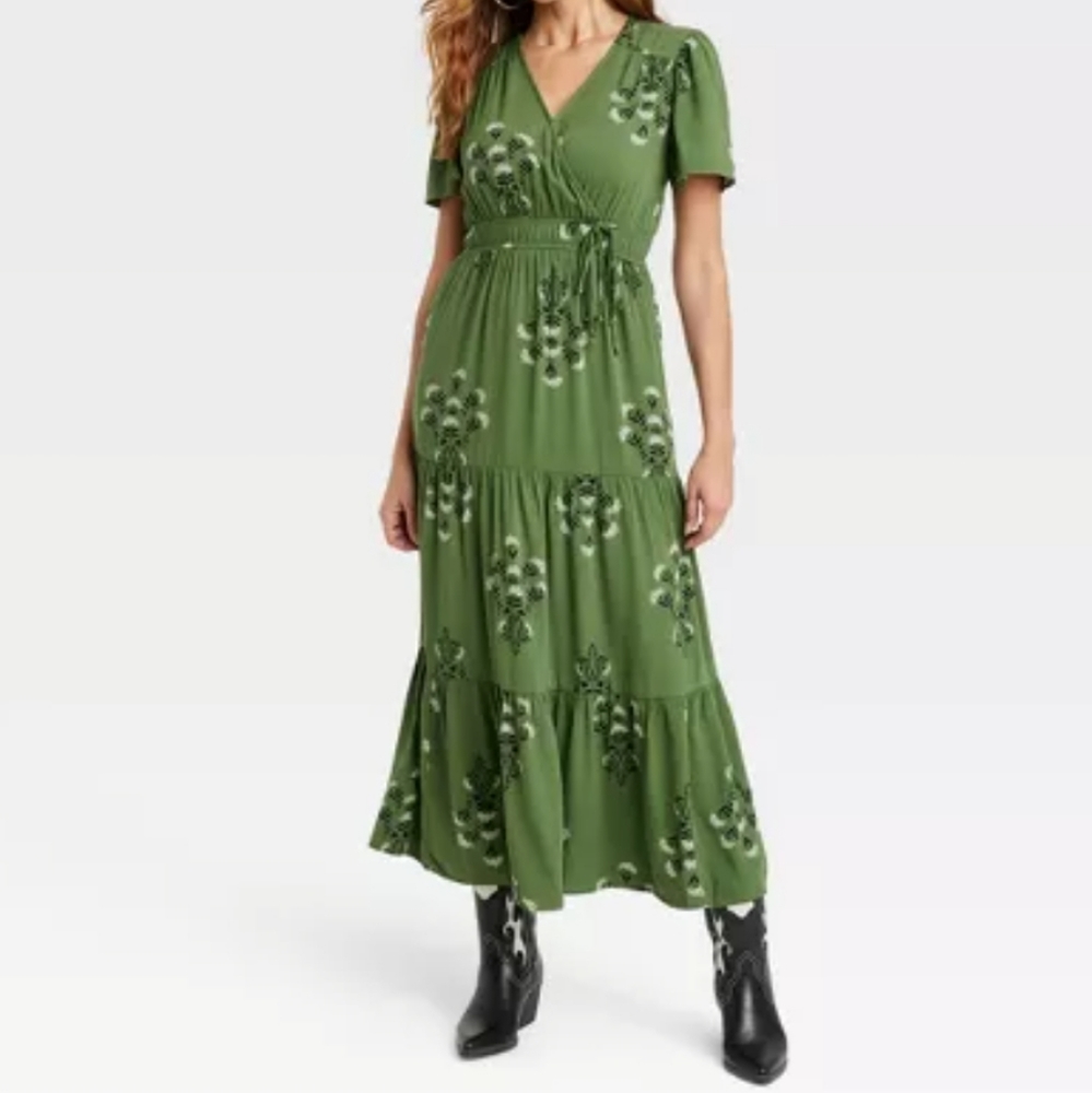 Women's Short Sleeve A-Line Maxi Dress - Knox Rose